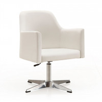 Manhattan Comfort AC030-WH Pelo White and Polished Chrome Faux Leather Adjustable Height Swivel Accent Chair